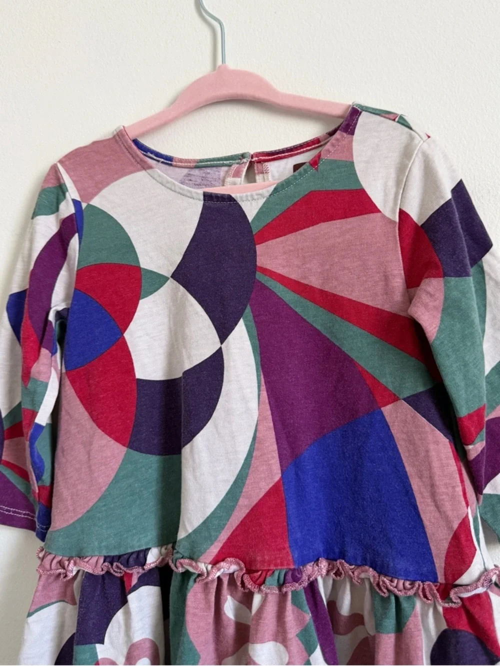 Tea Collection Girls Dress Size 4 Abstract Colorful Spring Purple Summer Cotton